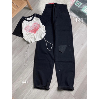 Baggy Jeans Lưng Cao Rách L