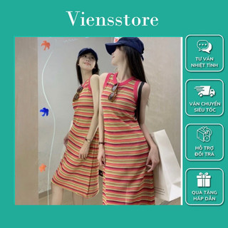 Đầm body len sọc màu sát nách sang trọng viens store