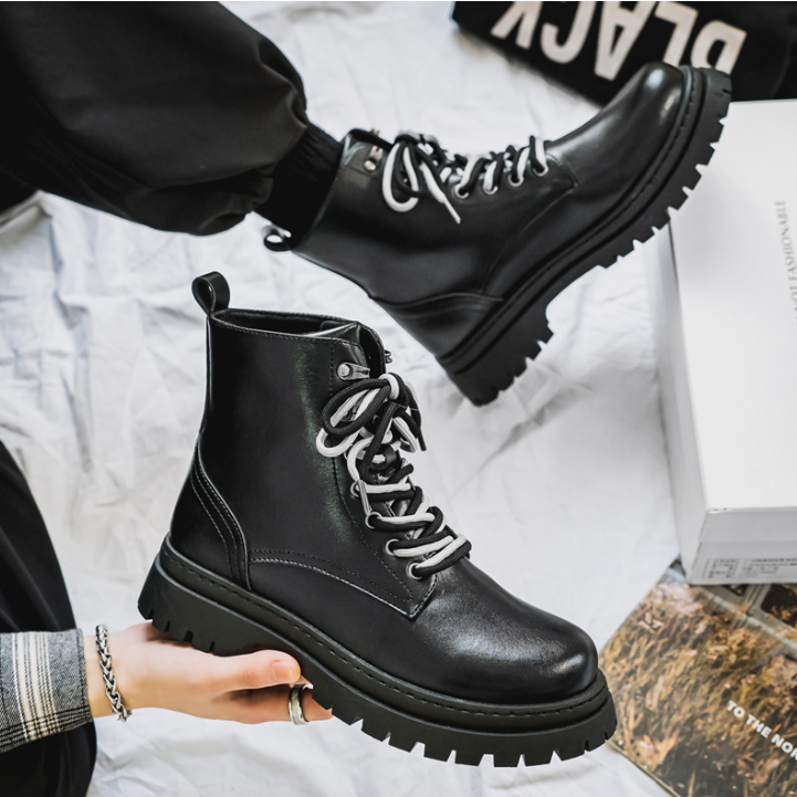 Giày nam cao cổ, boot cổ cao, bốt nam tăng chiều cao bản 2 dây new 2024