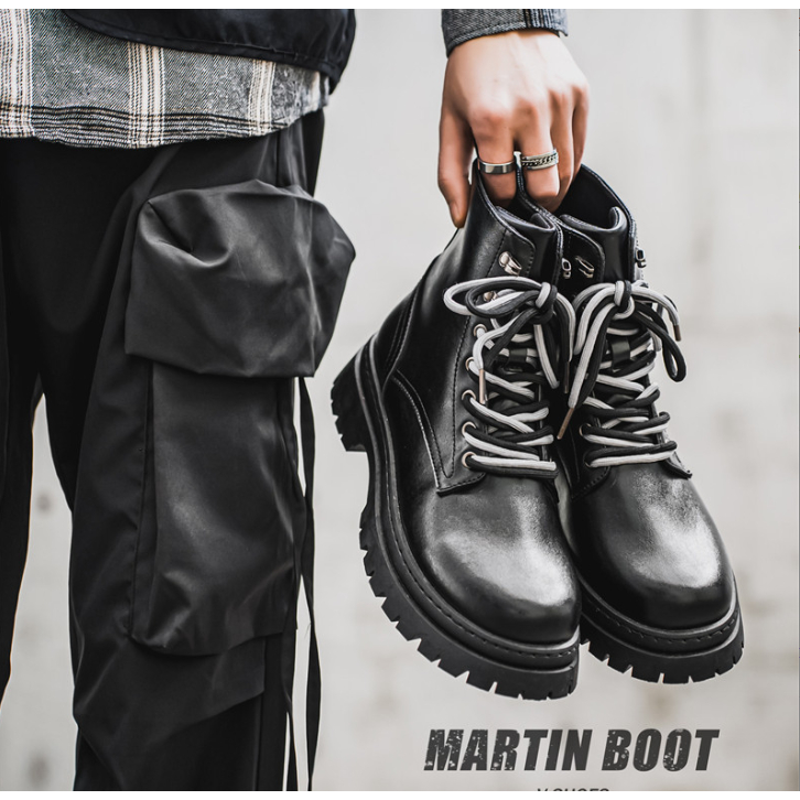 Giày nam cao cổ, boot cổ cao, bốt nam tăng chiều cao bản new 2024 bản 2 dây