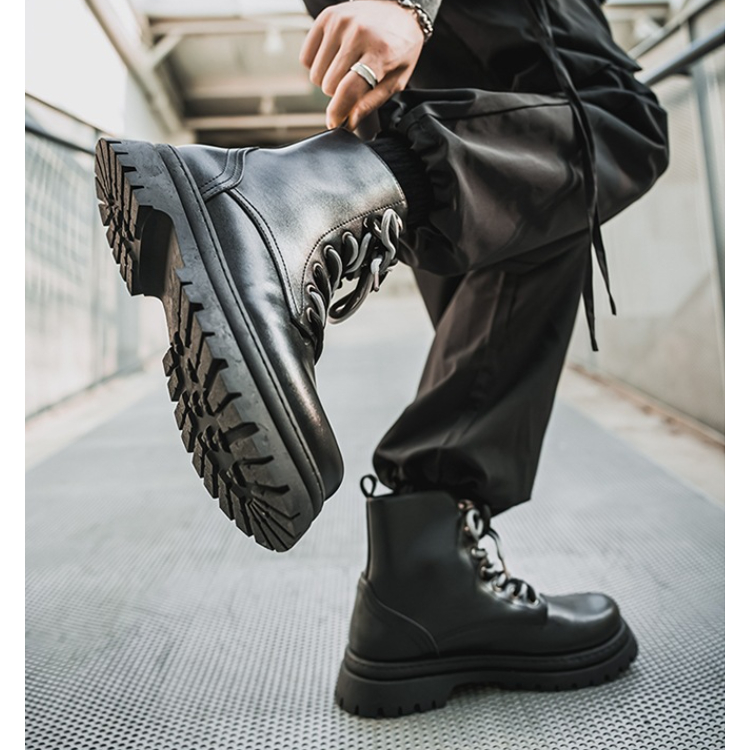 Giày nam cao cổ, boot cổ cao, bốt nam tăng chiều cao bản new 2024 bản 2 dây