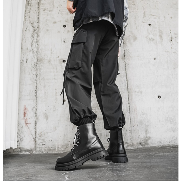 Giày nam cao cổ, boot cổ cao, bốt nam tăng chiều cao bản 2 dây new 2024