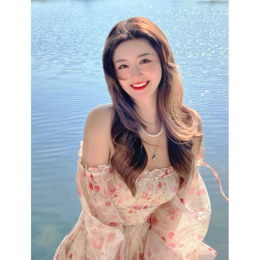 Đầm Hoa Nhí Trễ Vai Dự Tiệc Cao Cấp