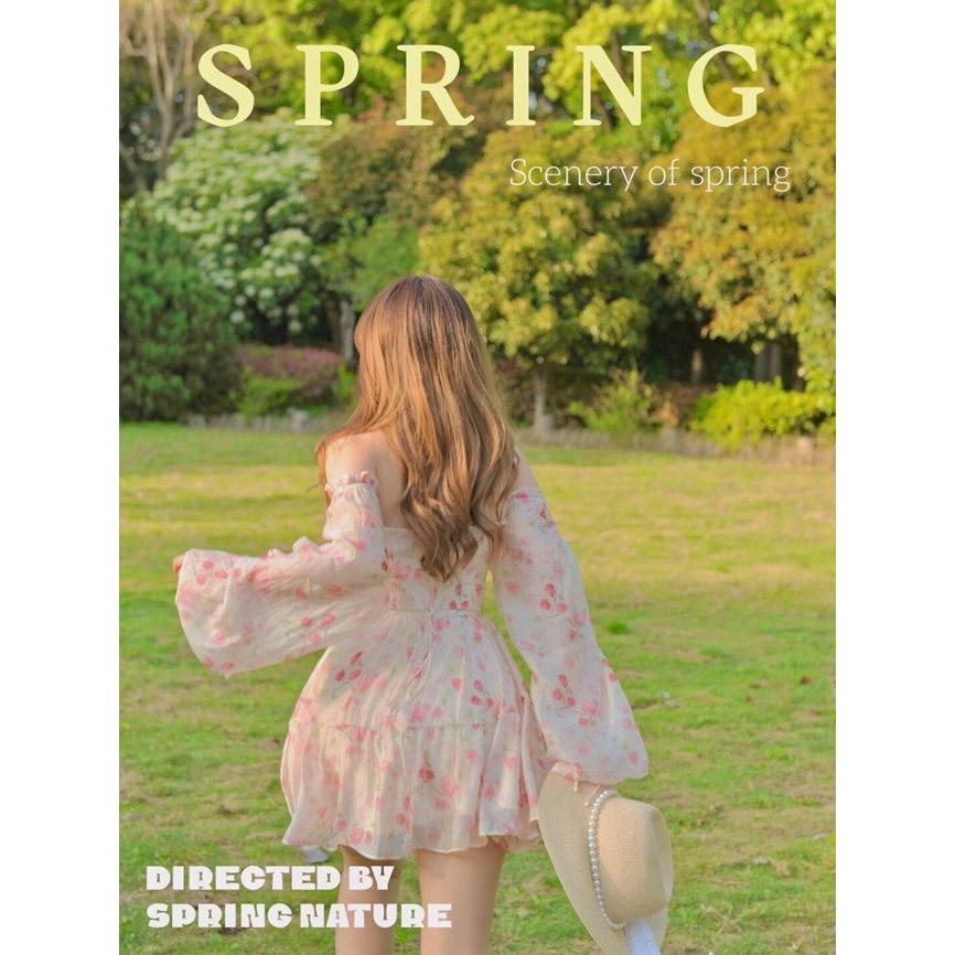 Đầm Hoa Nhí Trễ Vai Dự Tiệc Cao Cấp