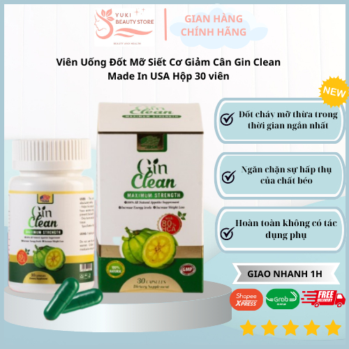 Viên Uống Đốt Mỡ Siết Cơ Giảm Cân Gin Clean Made In USA Hộp 30 viên