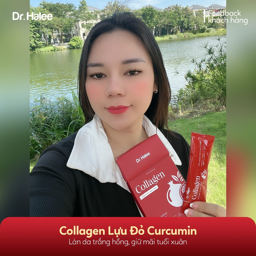 Collagen Lựu đỏ Curcumin Giúp Da Trắng Hồng, Chống Lão Hóa, Hệ Tiêu Hoá Khỏe - Hộp 10 gói x 15ml