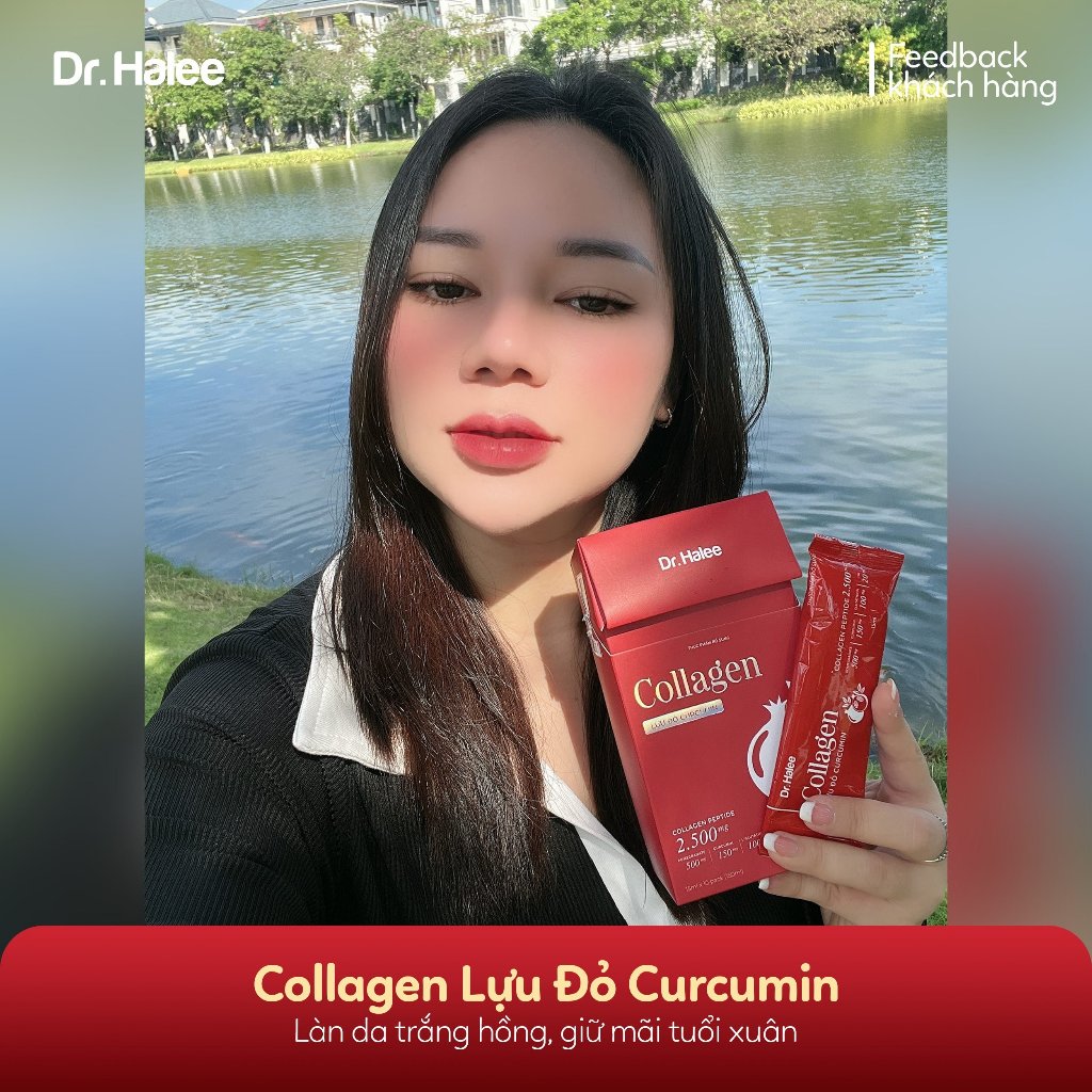 Collagen Lựu đỏ Curcumin Giúp Da Trắng Hồng, Chống Lão Hóa, Hệ Tiêu Hoá Khỏe - Hộp 10 gói x 15ml