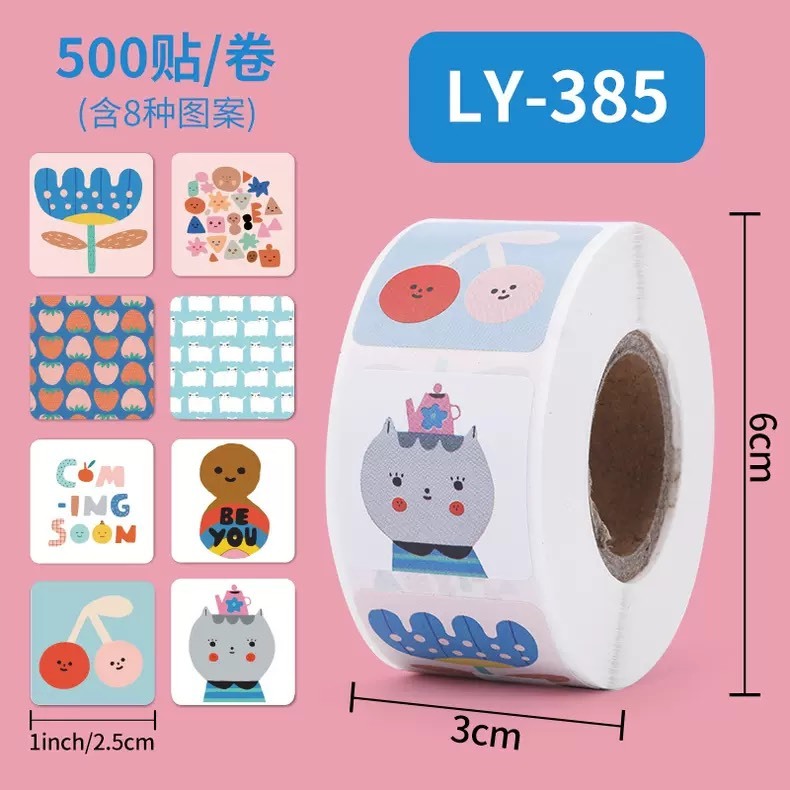 LY384_STICKER-Tem chữ " Thank you"  SIZE  2.5X2.5CM, 500TEM/CUỘN- STICKER NIÊM PHONG HỘP GIẤY