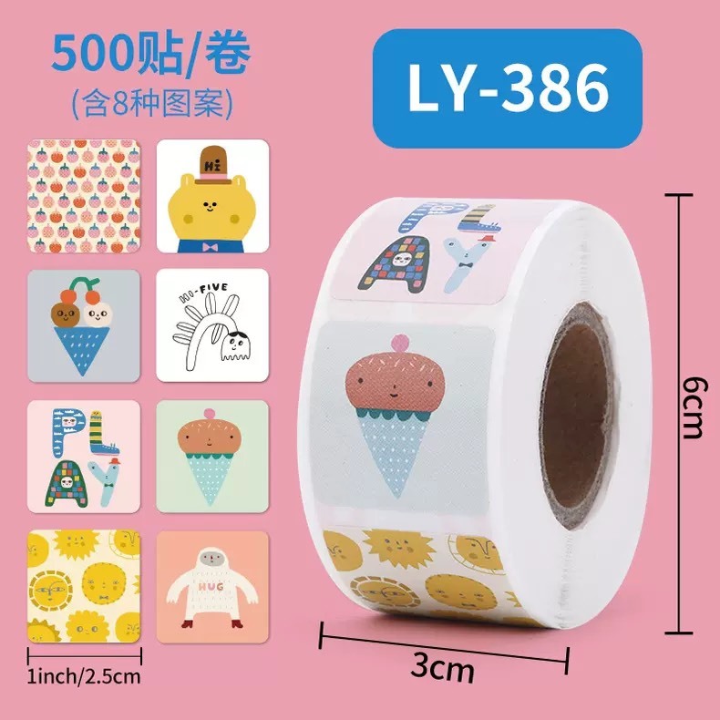 LY384_STICKER-Tem chữ " Thank you"  SIZE  2.5X2.5CM, 500TEM/CUỘN- STICKER NIÊM PHONG HỘP GIẤY