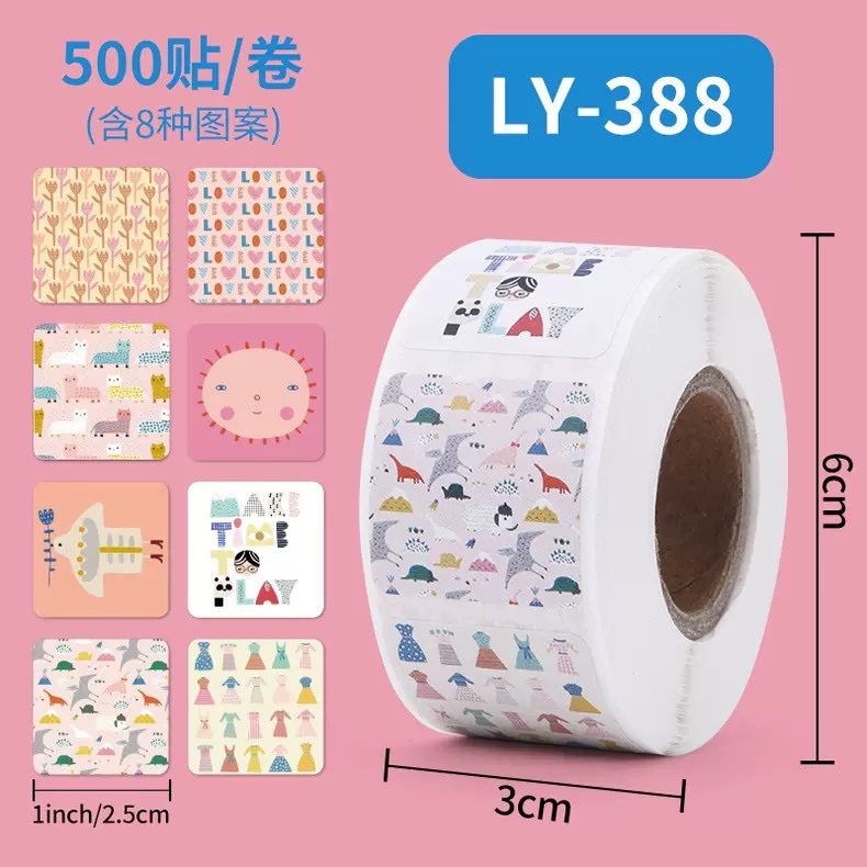 LY384_STICKER-Tem chữ " Thank you"  SIZE  2.5X2.5CM, 500TEM/CUỘN- STICKER NIÊM PHONG HỘP GIẤY