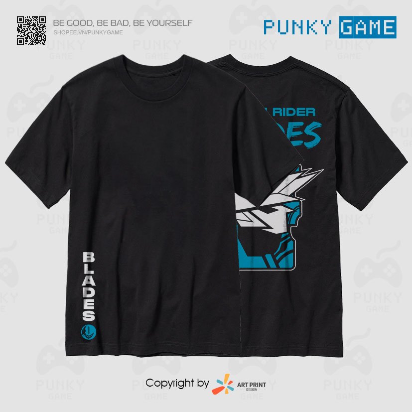 Áo thun Kamen Rider BLADES Peter Fantasista Black T-Shirt ngắn tay