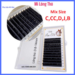 Mi Thỏ Mix Size 8-14mm,Dày 0.03mm Siêu Mềm,Siêu Mịn,Mi Lông Thỏ Nối CLASSIC,Thiết Kế,Chập Sợi, Volume_Phụ Liệu Mi Hậu