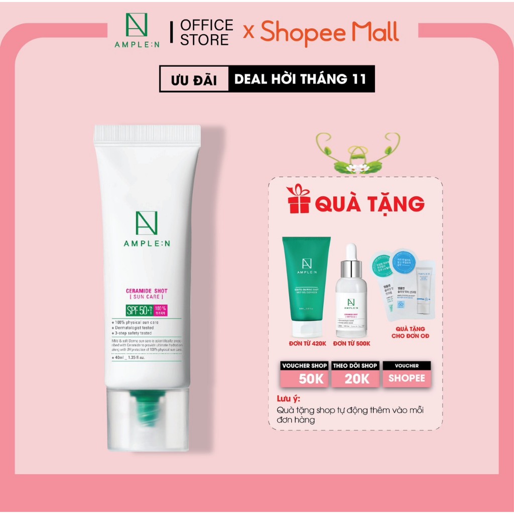 Kem Chống Nắng Nâng Tone AMPLE:N Ceramide Shot Sun Care SPF+++