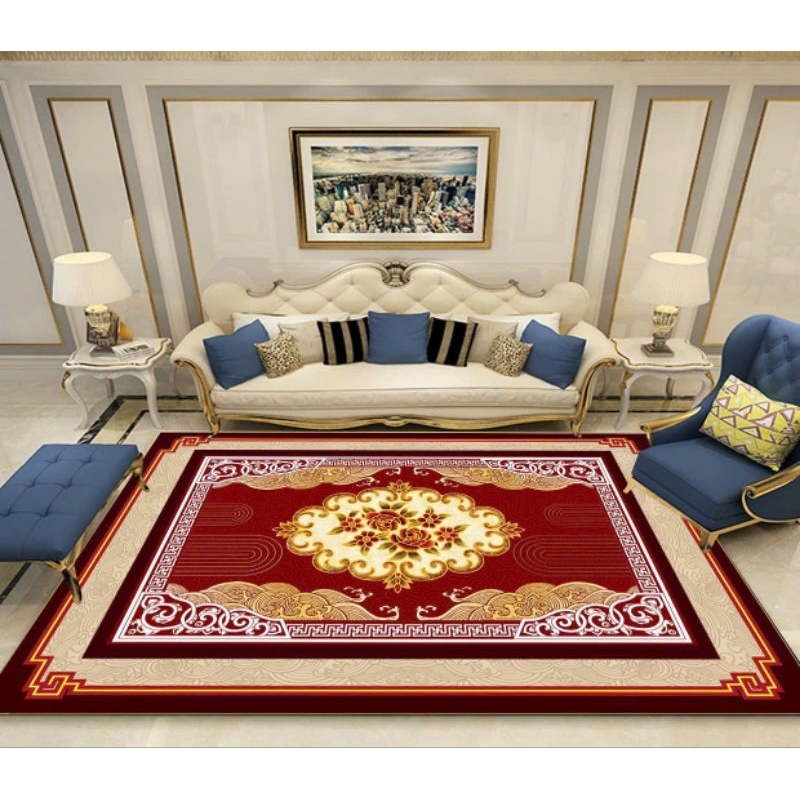 Thảm nỉ BALI trải sàn loại 1m6 x 2m3 mẫu hoàng gia đỏ