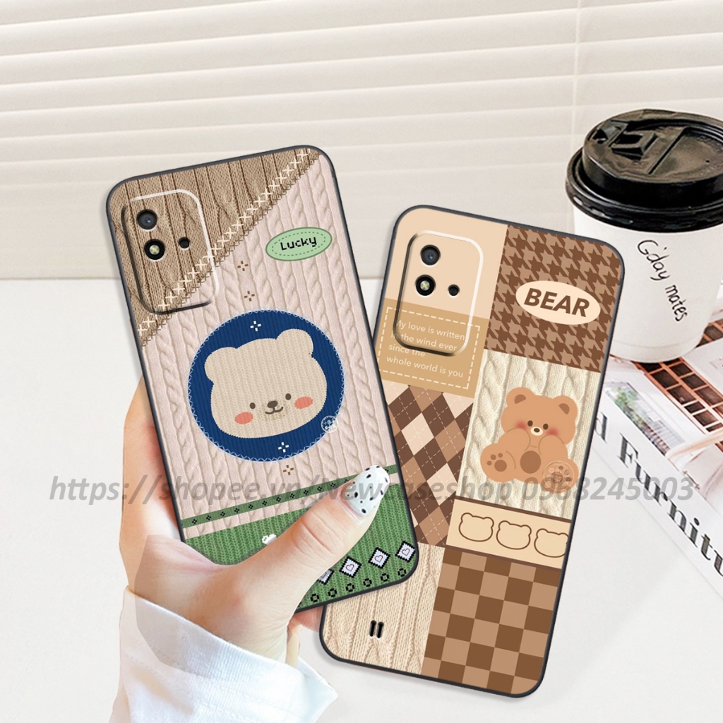 Ốp lưng Realme Narzo 50 / 50i in hình họa tiết len Bear Cute