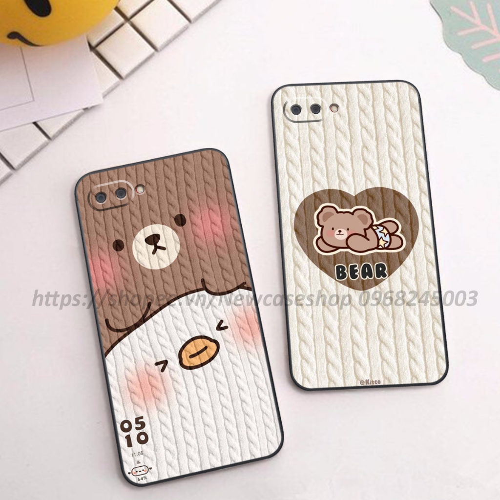 Ốp lưng Oppo A3S / A1k / Realme C1 / C2 in hình họa tiết len Bear Cute