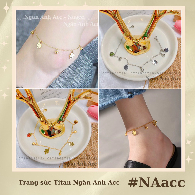Lắc chân nữ Titan có chuông lục lạc phối cỏ bốn lá may mắn - 𝐍𝐀𝐚𝐜𝐜 - 𝐍𝐠𝐚̂𝐧 𝐀𝐧𝐡 𝐀𝐜𝐜 LC27