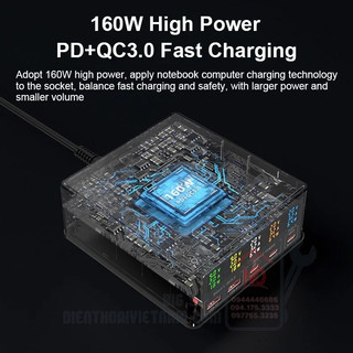 Đế sạc siêu nhanh 160W ( đế không dây + 5 cổng )