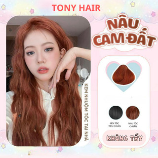 Thuốc nhuộm tóc nâu, thuốc nhuộm tóc Nâu Cam Đất,  tặng kèm oxy trợ dưỡng và bao tay | Tony Hair