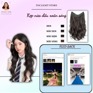 Tóc giả chữ U nửa đầu xoăn sóng phong cách Hàn Quốc- Tóc giả kẹp phím xoăn sóng lớn dài 45cm,60cm - 9