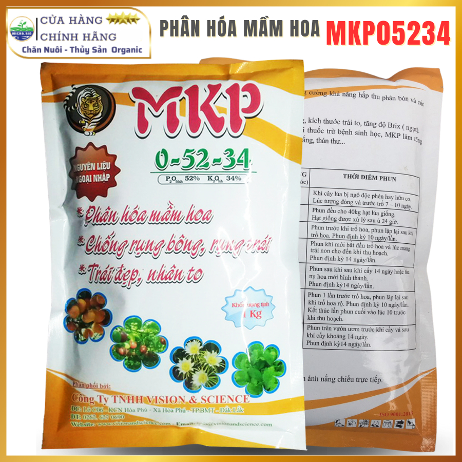 Phân Bón MKP 0-52-34 Phân Hóa Mầm Hoa, Chặn đọt, Tạo Mầm, Xuống Củ, Tăng Độ Ngọt Cho Trái - MKP Haif