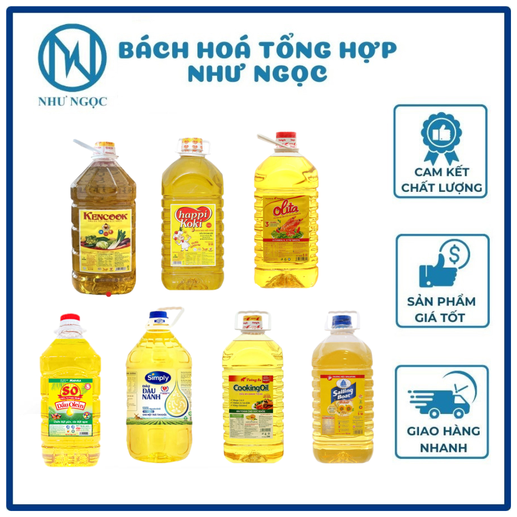 Dầu Ăn 5 Lít - Kencook/ Happi Koki/ Olita/ Olein So Marvela/ Simply/ Cooking Oil/ Sailing Boat