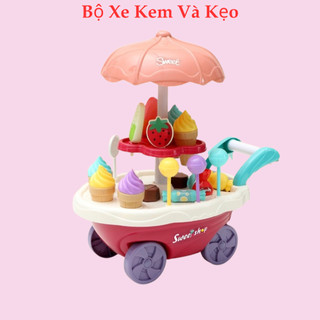 Xe bán kem xe đẩy kem có nhạc vui nhộn cho bé chơi đồ hàng giao tiếp cùng bạn bè