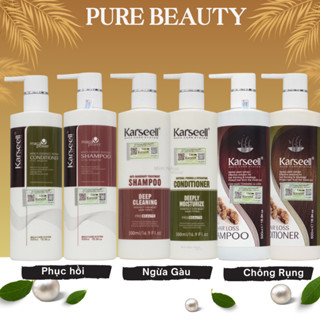 Dầu gội xả Collagen KARSEELL MACCA 500ML * 2 sạch gàu chống rụng kiềm dầu phục hồi nang tóc siêu mượt