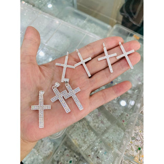 Mặt dây chuyền thánh giá đính đá bạc ta cao cấp