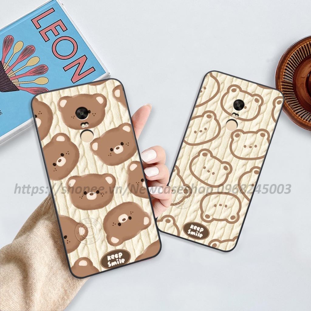 Ốp lưng Xiaomi Redmi Note 4 /Note 4x /Redmi 5 /5 Plus in hình họa tiết len Bear Cute