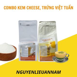 COMBO Kem cheese phô mai 1kg, kem trứng 1kg Việt Tuấn thơm ngon, làm topping đồ uống