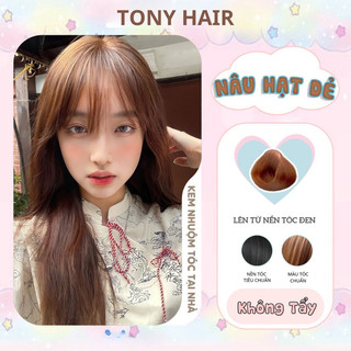 Thuốc nhuộm tóc, thuốc nhuộm tóc màu Nâu Hạt Dẻ tặng kèm oxy trợ dưỡng và bao tay | Tony Hair