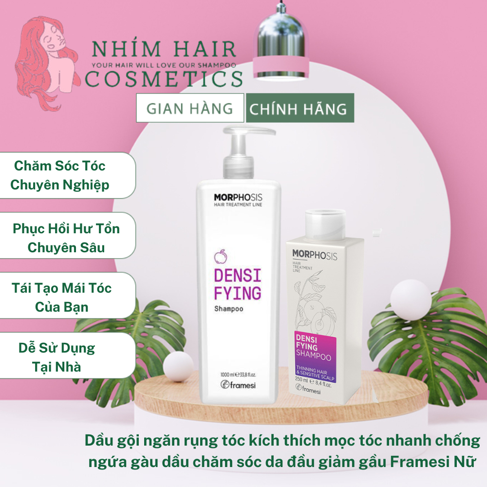 Dầu gội ngăn rụng tóc kích thích mọc tóc nhanh chống ngứa gàu dầu chăm sóc da đầu giảm gầu Framesi Densifying Shampoo nữ