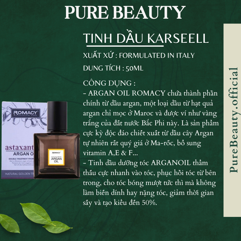 Tinh dầu dưỡng tóc KARSEELL MACCA 50ML Dưỡng tóc mềm mượt phục hồi tóc hư tổn bảo vệ tóc khỏi tia UV và nhiệt độ máy sấy