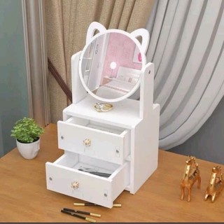 Kệ đựng mỹ phẩm có gương tai mèo 2 ngăn