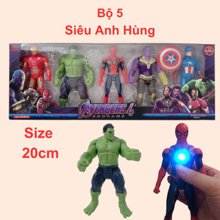 Đồ Chơi Siêu Anh Hùng Mô Hình Siêu Nhân Gồm 5 Nhân Vật Bé Yêu Thích, Cao 20cm, Có Đèn Led (AV2105)