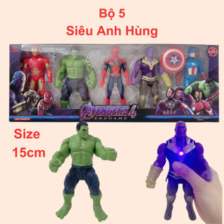 Mô Hình Siêu Nhân Biệt Đội Siêu Anh Hùng Gồm 5 Nhân Vật Bé Yêu Thích, Cao 15cm, Có Đèn Led (AV2165)