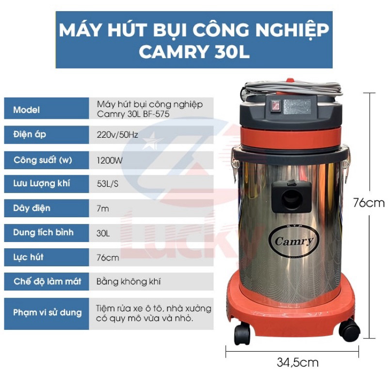 Máy hút bụi công nghiệp Camry 30L BF-575 1 mô tơ (chuẩn chính hãng Camry)