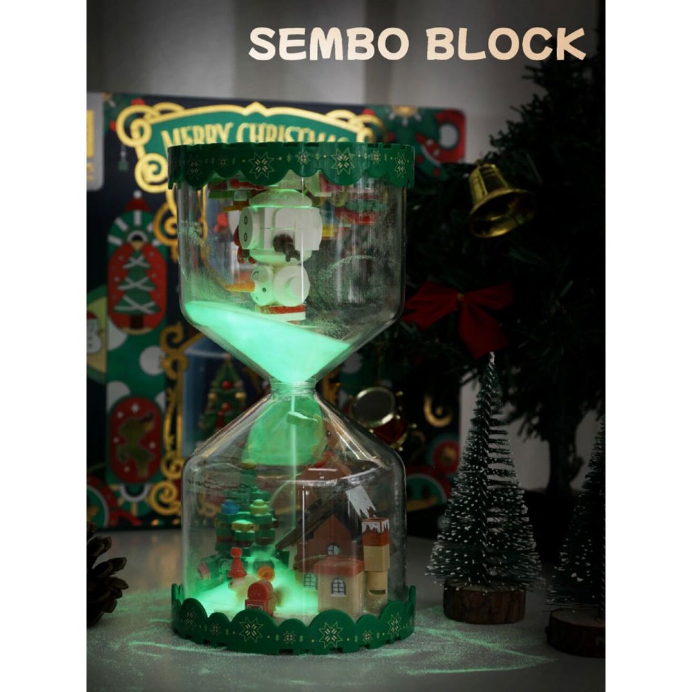 Đồ Chơi Lắp Ráp Noel Đồng Hồ Cát có Hạt Phát Sáng - Hourglass Christmas Người Tuyết, Cây Thông