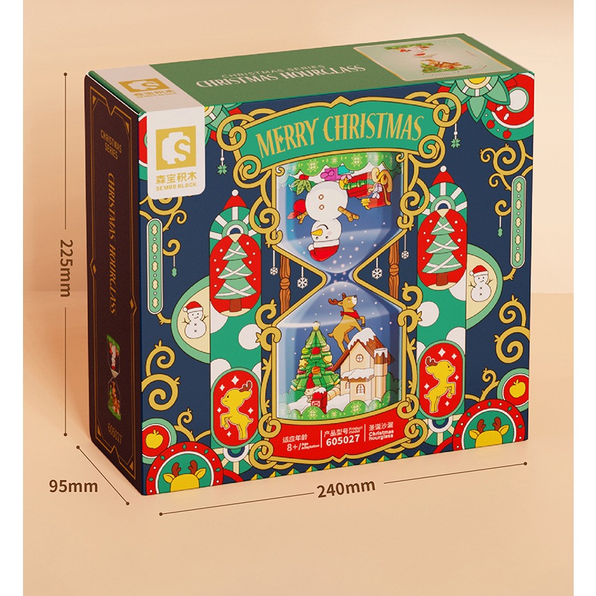 Đồ Chơi Lắp Ráp Noel Đồng Hồ Cát có Hạt Phát Sáng - Hourglass Christmas Người Tuyết, Cây Thông