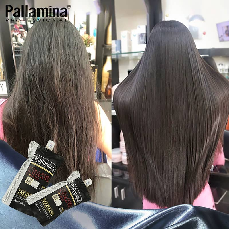 Dầu gội xả Keratin PALLAMINA 1000ML * 2 Kiềm dầu ngừa gàu chống gãy rụng cho tóc khô xơ hư tổn siêu mềm mượt