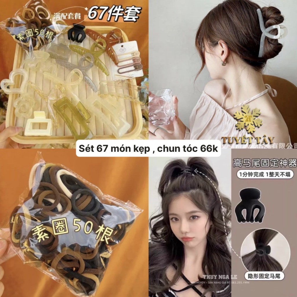 Set kẹp tóc 67 món VIET MART set 67 kẹp tóc càng cua hàn quốc cho nàng