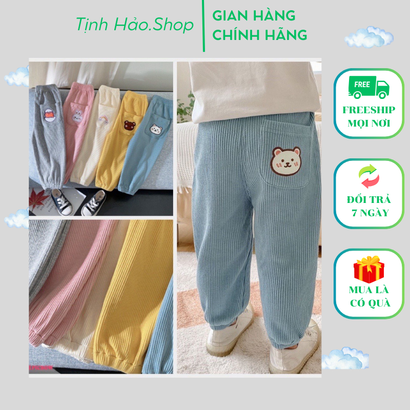 Sale sốc Quần bom chất len tăm 5 màu thêu hình cực đẹp thu đông bé trai bé gái hàng đẹp