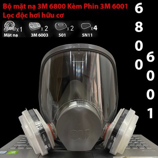 Bộ mặt nạ phòng độc 3m 6800 + phin lọc 3M 6001 chống khói độc, môi trường ô nhiễm, phun thuốc sâu, hóa chất