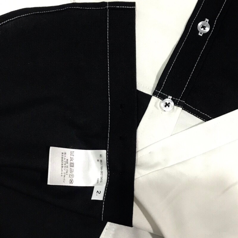 Áo sơ mi thom brown tay ngắn đen trắng  oxford