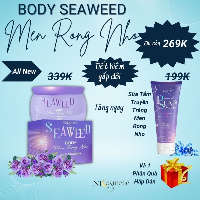 KEM BODY MEN RONG NHO SEAWEED TẶNG SỮA TẮM TRUYỀN TRẮNG