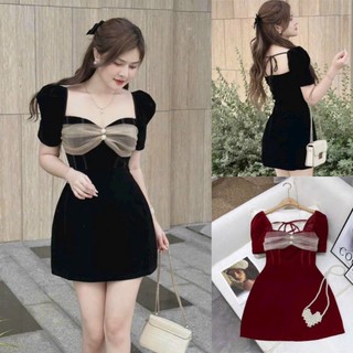 Bigsize 50-95kg: Đầm nhung nơ ngực