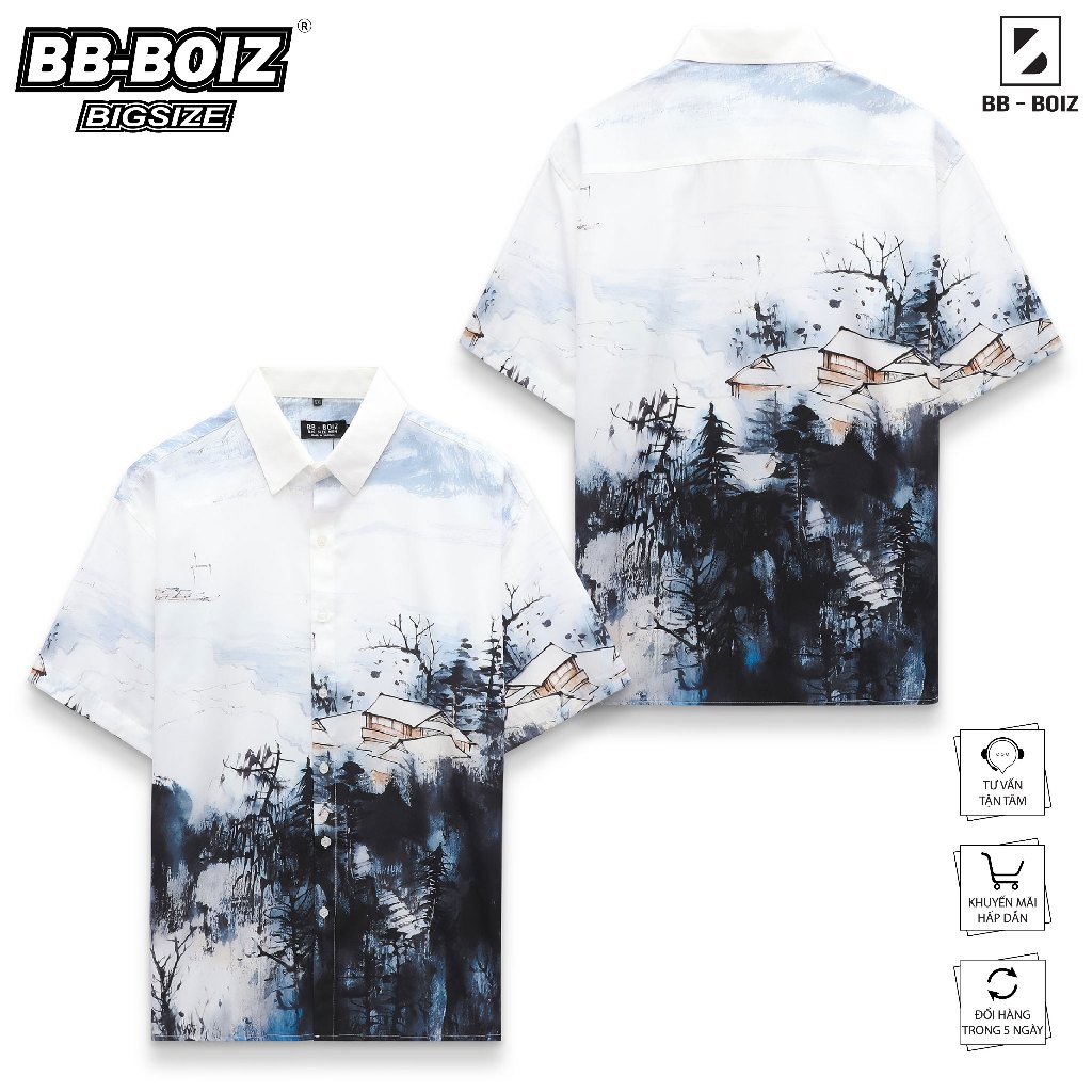 BigSize OverSize - Áo Sơ Mi Nam BB - Boiz Form BigSize 80kg - 130kg - Đồi Thông