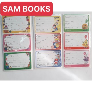 Combo 5 tập nhãn vở MY SCHOOL Mẫu đẹp có kéo dán (75 cái)