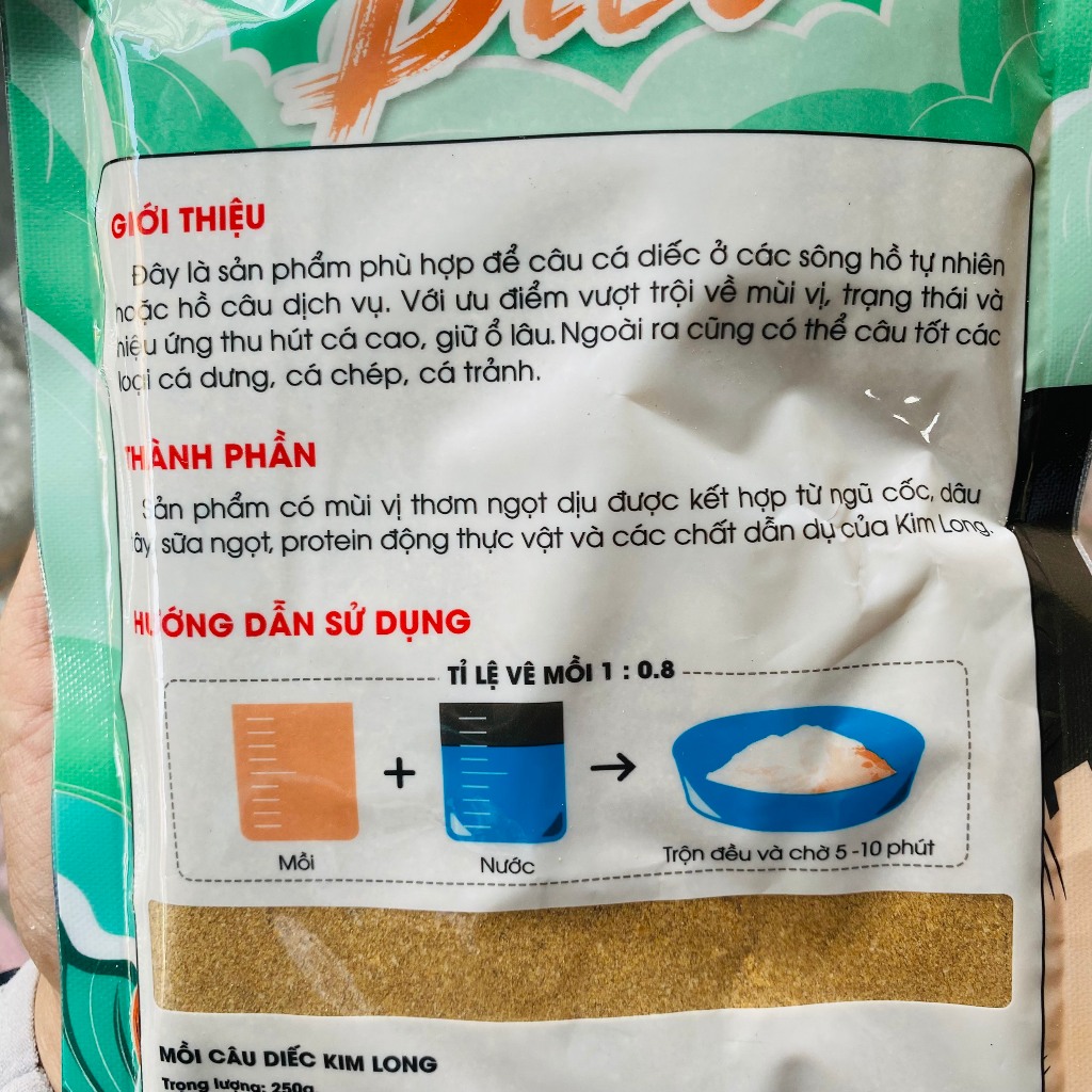 Mồi Câu Diếc Kim Long 250g Câu Cá Diếc, Chép Siêu Nhạy